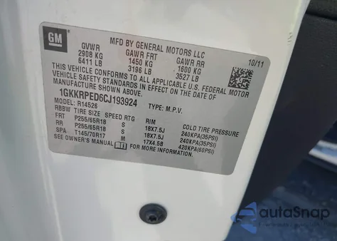 2012 GMC Acadia Sle z USA, uszkodzony, nr VIN 1GKKRPED6CJ193924